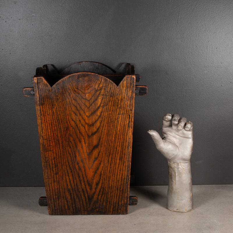 19th c. Primitive Oak Umbrella Stand or Waste Paper Basket c.1800s