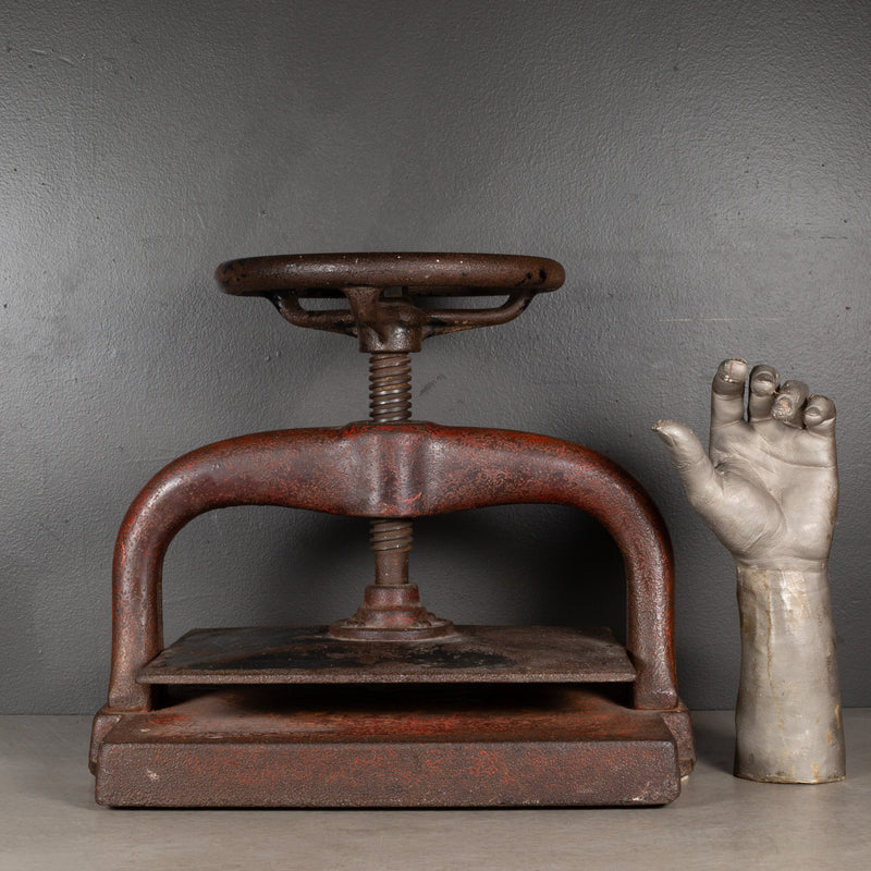 Late 19th c. Cast Iron Wheel Book Press c.1890