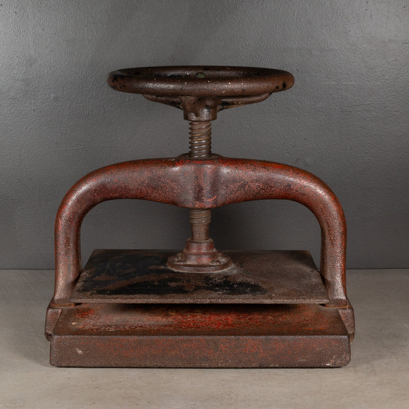 Late 19th c. Cast Iron Wheel Book Press c.1890