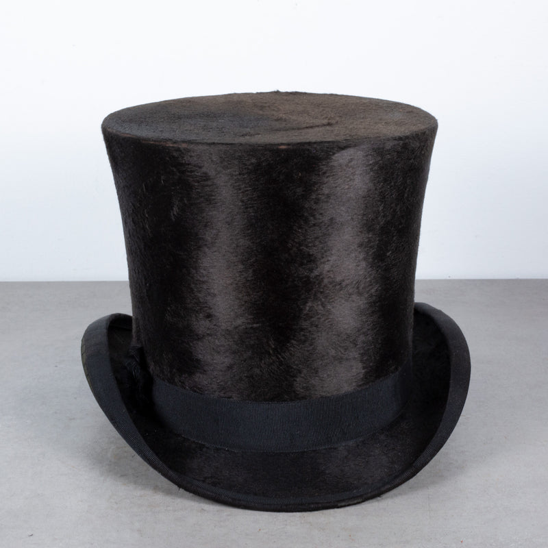 Beaver Skin Top Hat and Hat Box c.1880-1920