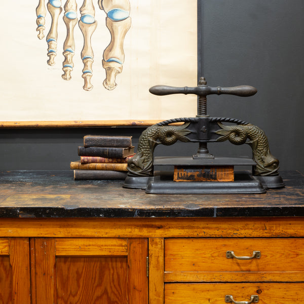 19th c. Cast Iron Sea Serpents Book Press c.1890