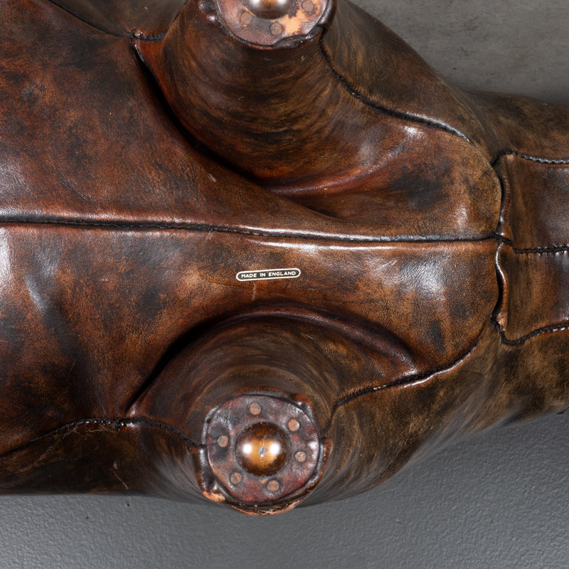 Mid-century French Bulldog Leather Foot Stool c.1960