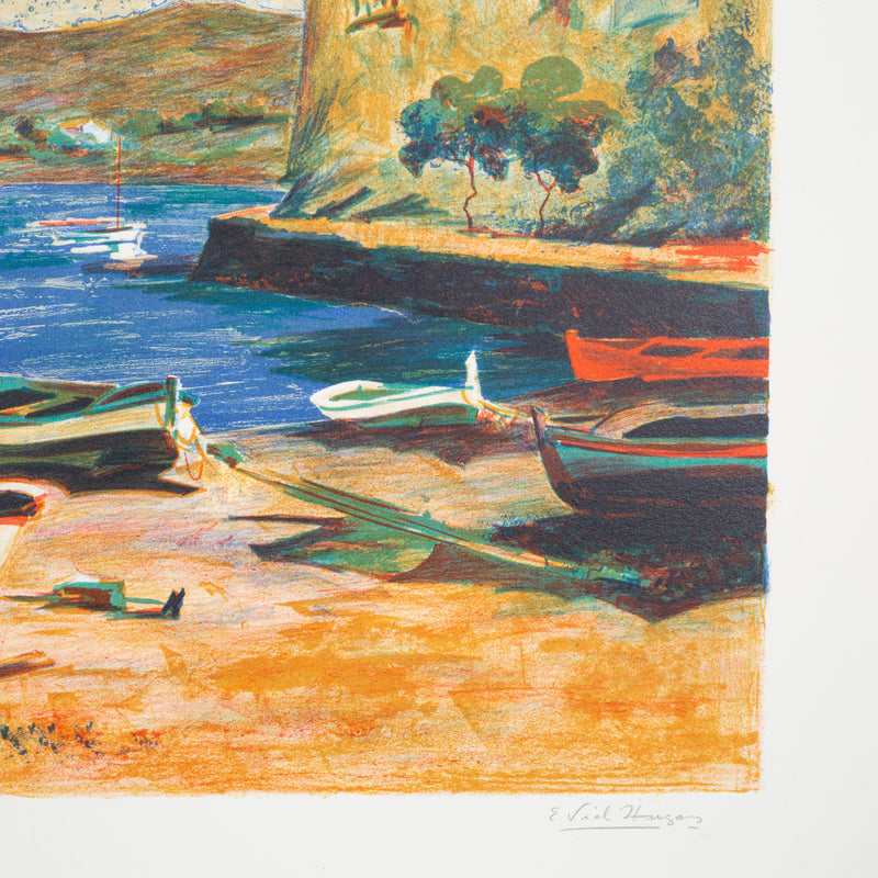 Eduardo Vial-Hugas, Boat on Shore, Artists Proof, Lithograph, Signed