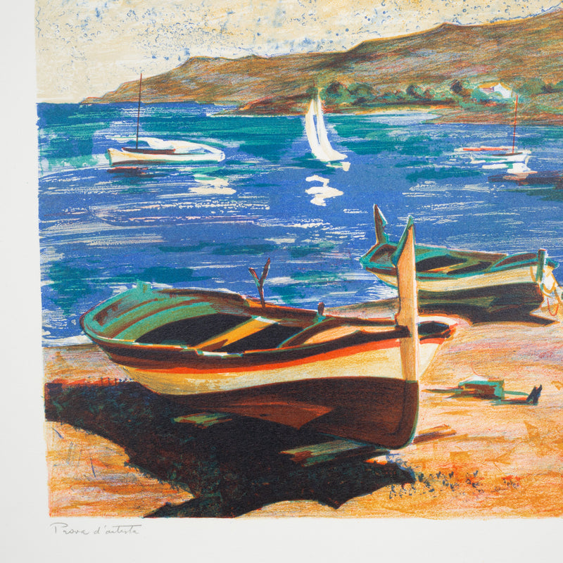 Eduardo Vial-Hugas, Boat on Shore, Artists Proof, Lithograph, Signed