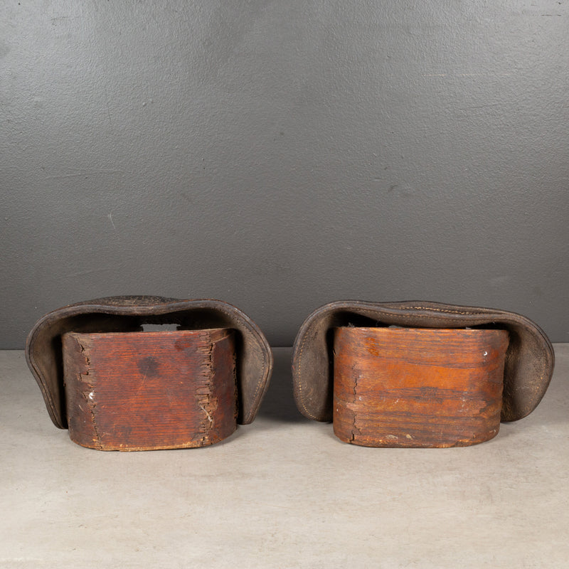 Antique Leather US Military Horse Stirrups c.1915