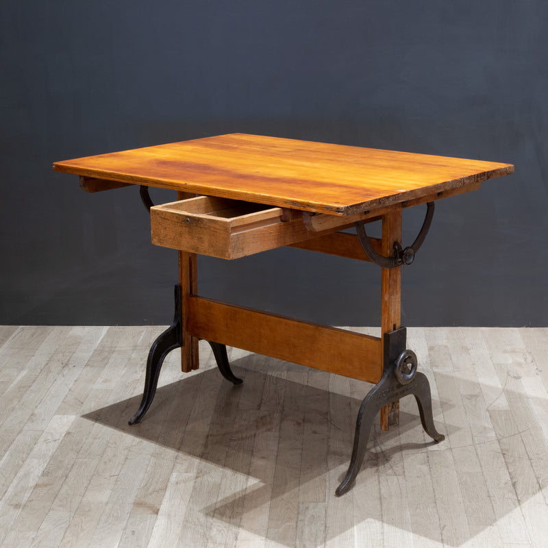 Antique A. Lietz Co. Drafting Table with Drawer c.1930