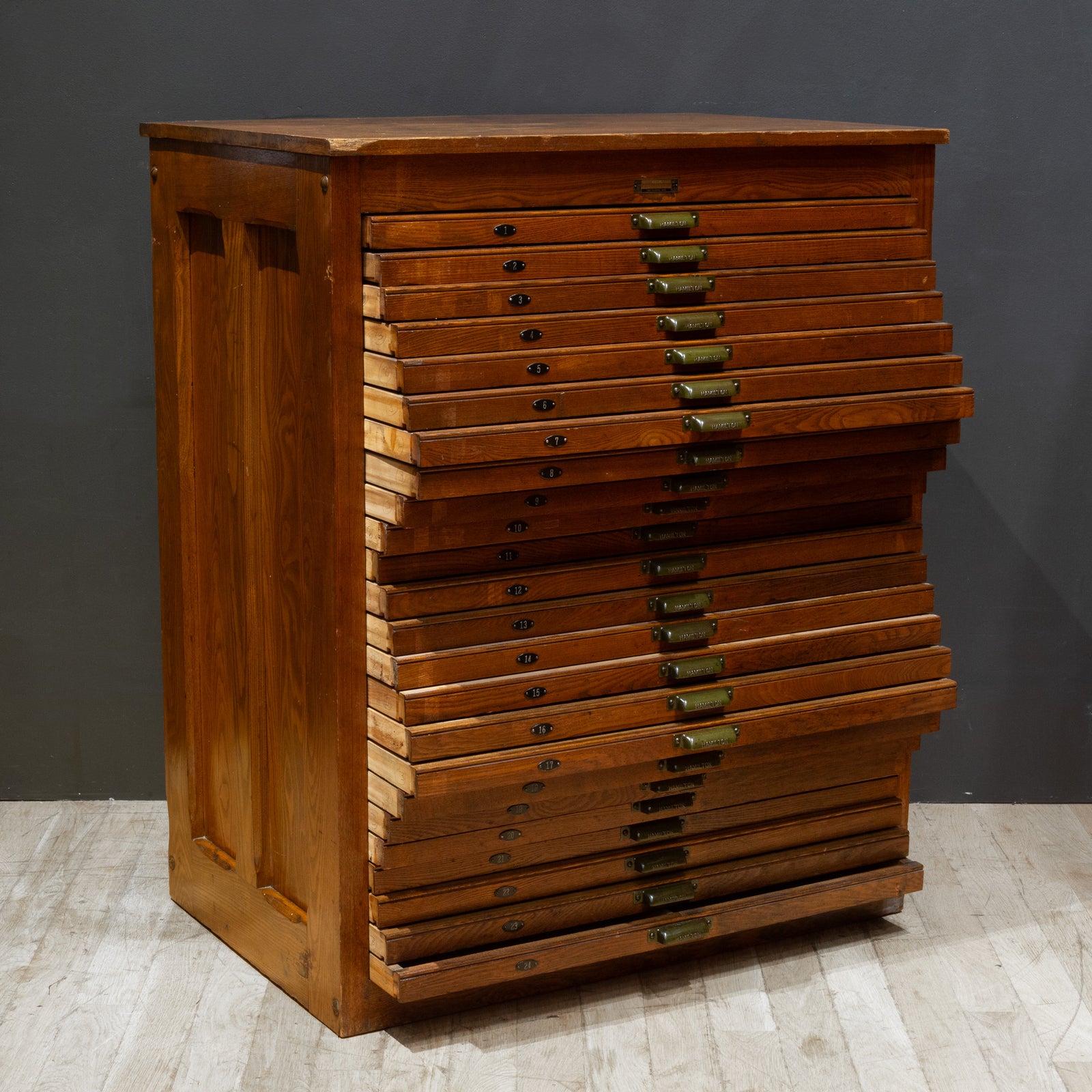 Antique Hamilton Industrial Typesetter's 24 Drawer Cabinet c