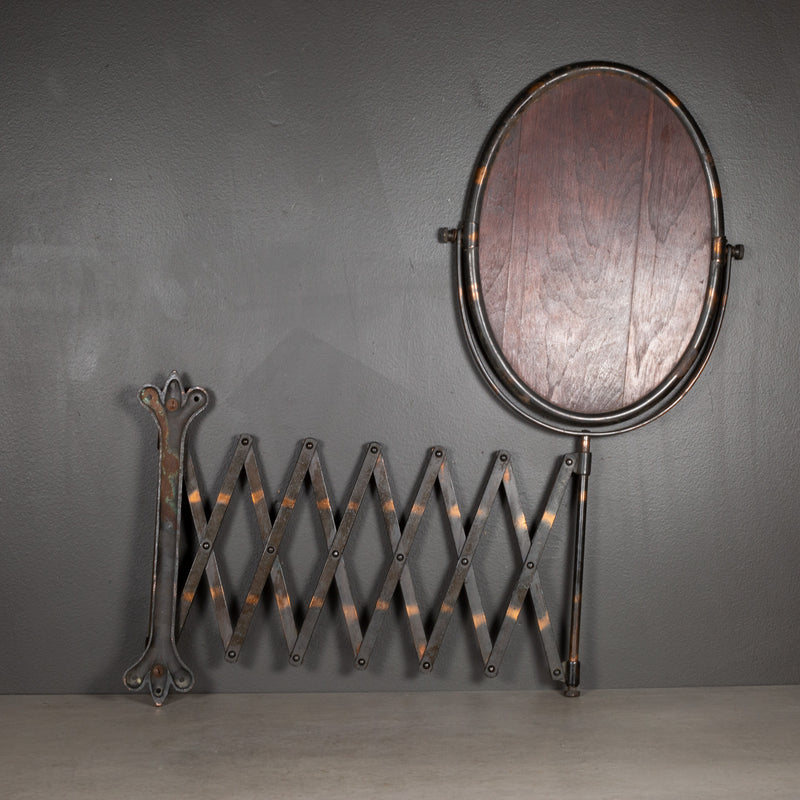 Late 19th c. Copper Flashed Barber Shop Scissor Extension Mirror with Knobs c.1800s