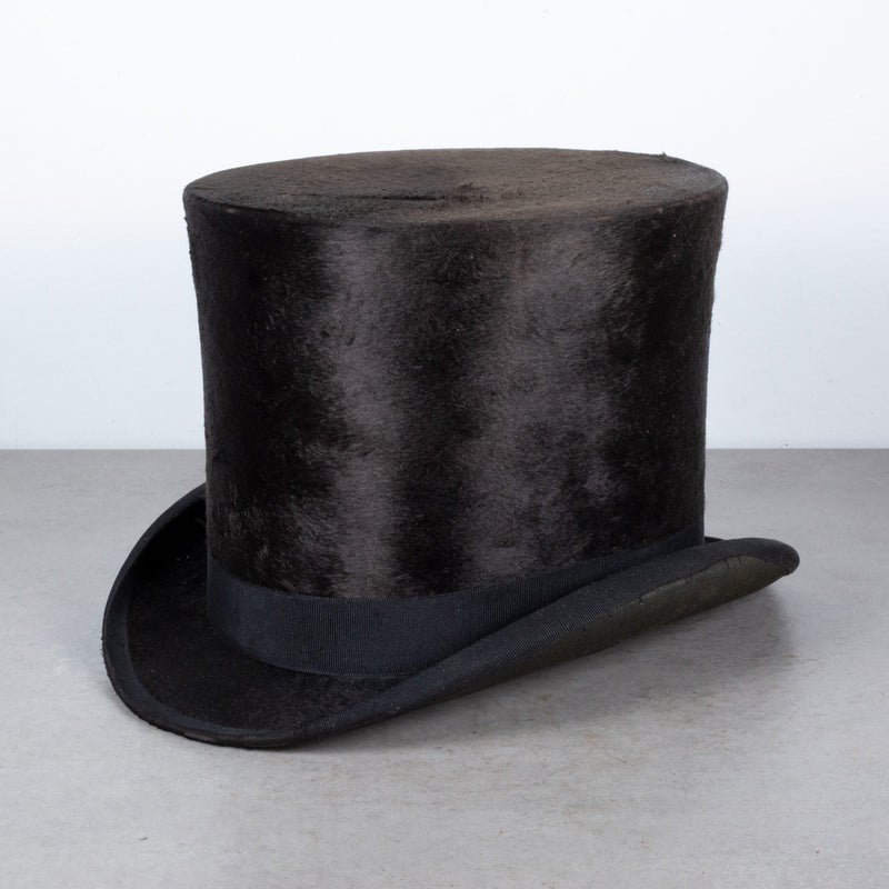 Beaver Skin Top Hat and Hat Box c.1880-1920