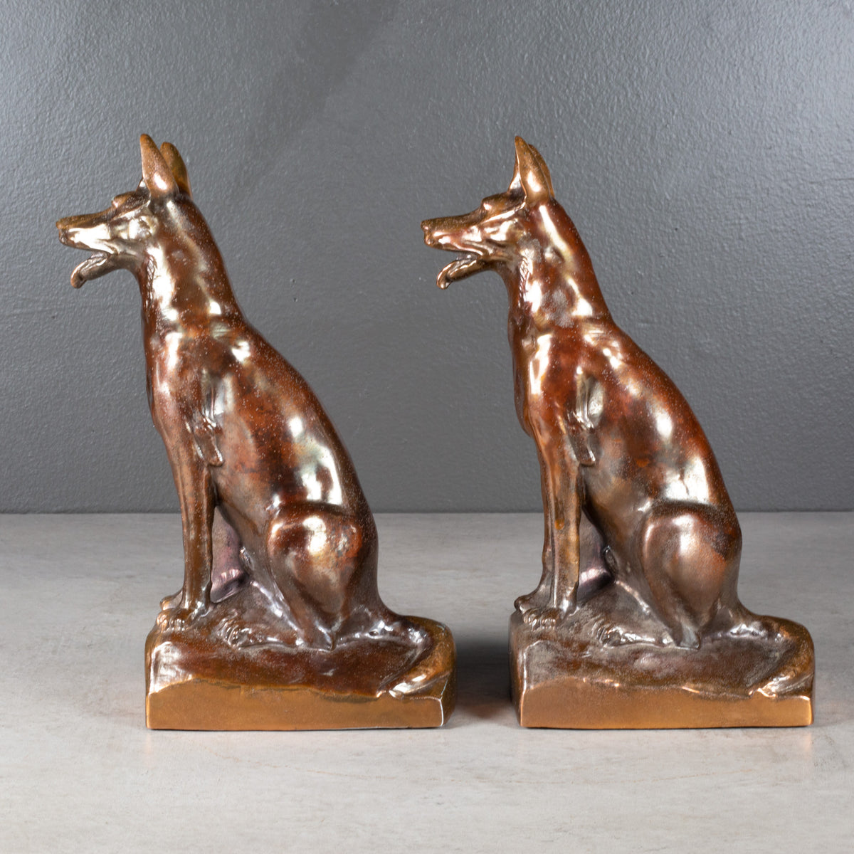 Vintage pair of galleria cast bronze rams head book ends. sold