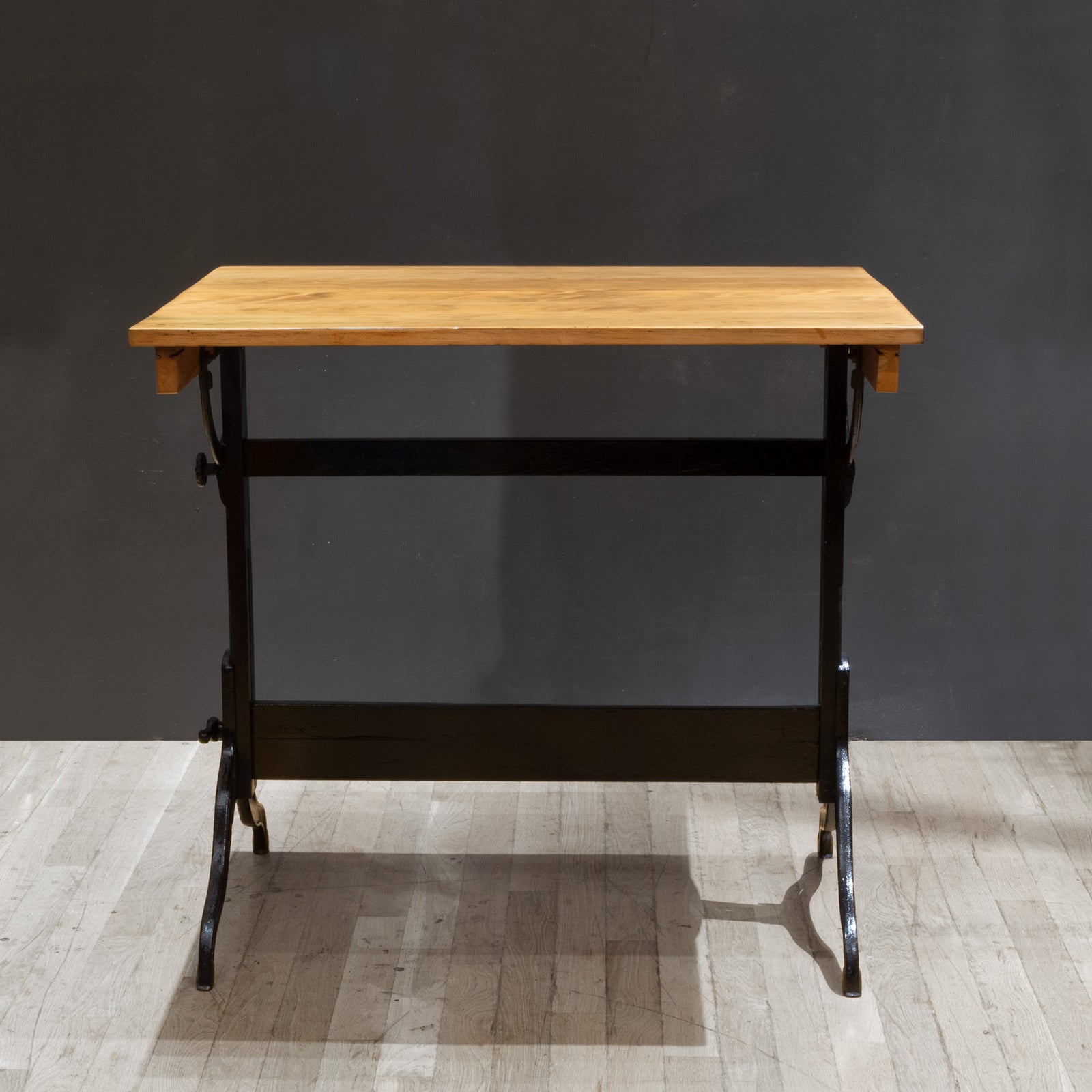 Antique Refinished Wood and Cast Iron Drafting Table c.1930 | S16 Home