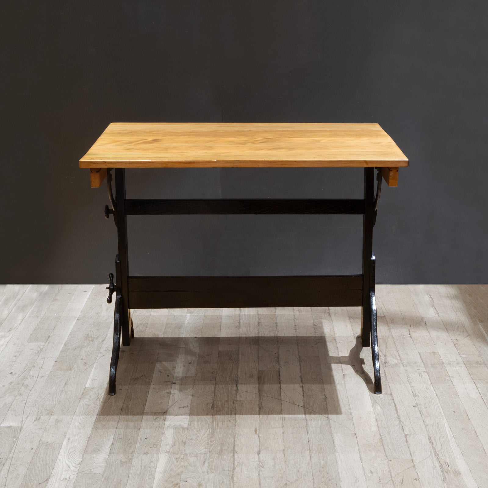 Antique Refinished Wood and Cast Iron Drafting Table c.1930 | S16 Home