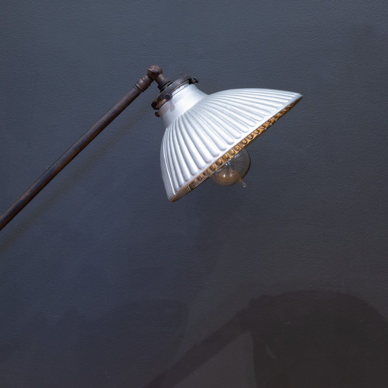 Adjustable Industrial Task Lamp with Glass Shade c.1920