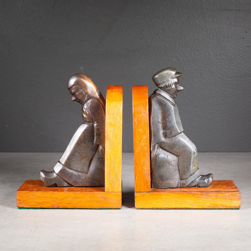 Antique European Bronze Figures Bookends c.1920