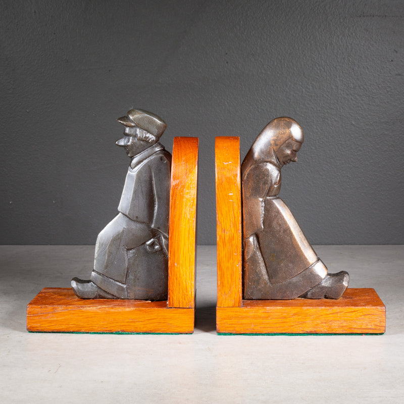 Antique European Bronze Figures Bookends c.1920