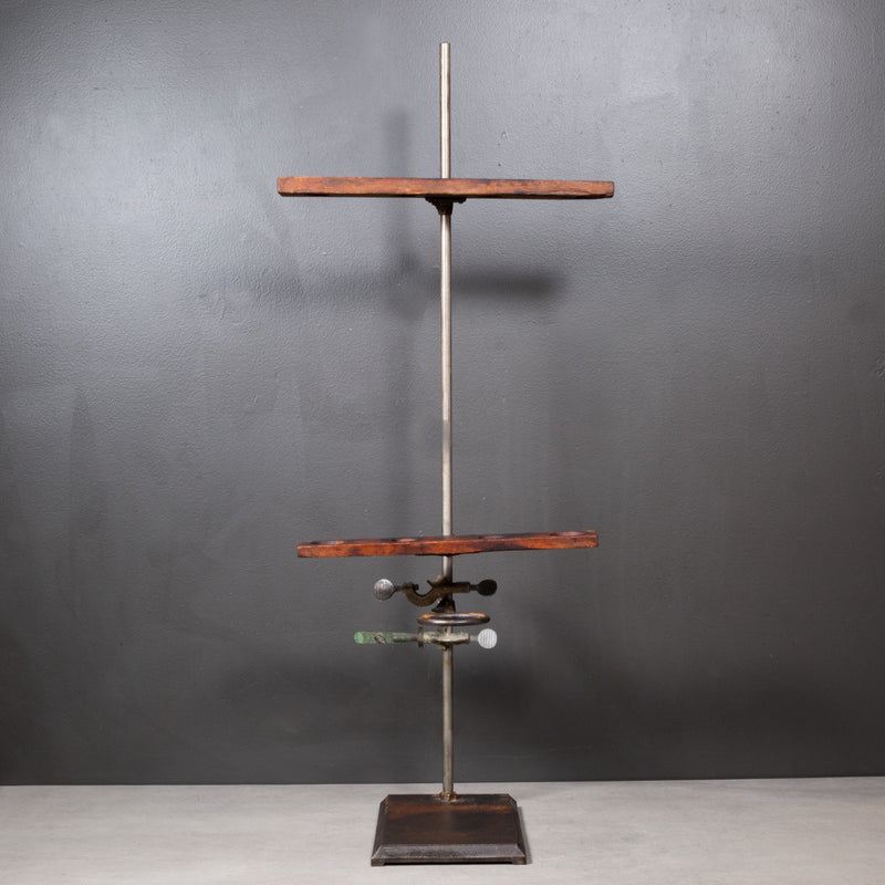 Large Early 20th c. Cast Iron and Wood Laboratory Test Tube and Beaker Stand  c.1930