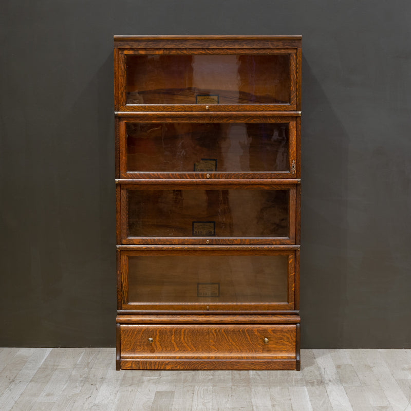 Early 20th c. Globe-Wernicke 4 Stack Lawyer's Bookcase with Rare Bottom Drawer c.1910