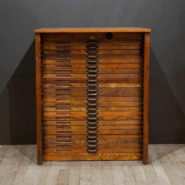 Antique Hamilton Typeset 24 Drawer Industrial Cabinet c.1920
