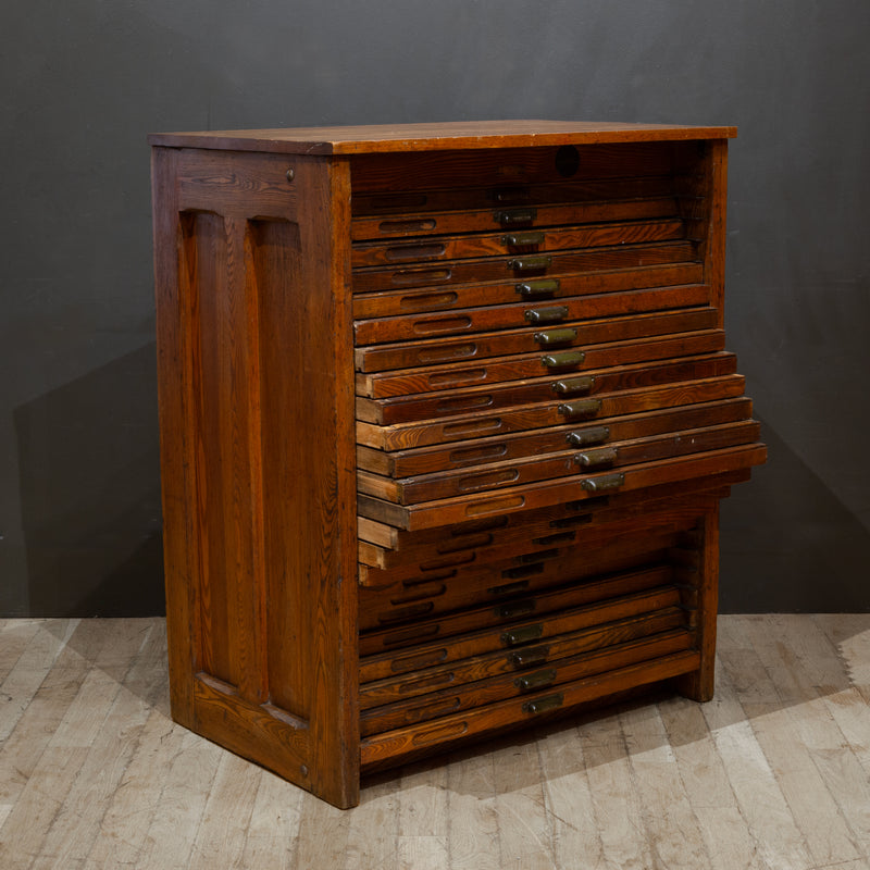 Antique Hamilton Typeset 24 Drawer Industrial Cabinet c.1920