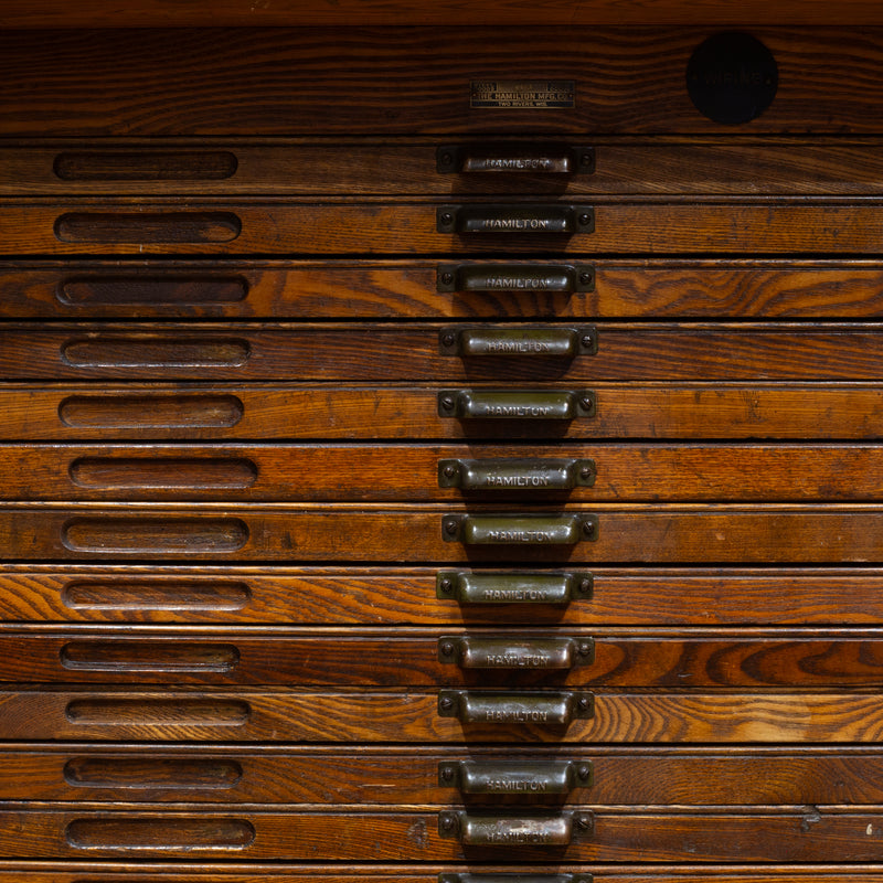 Antique Hamilton Typeset 24 Drawer Industrial Cabinet c.1920