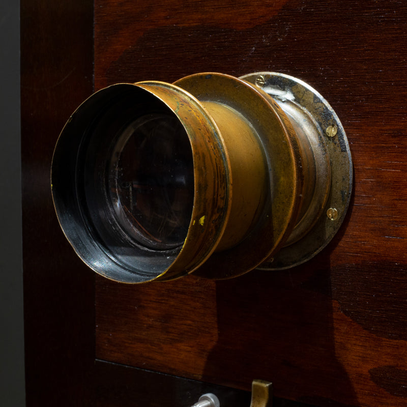 Large Format Mahogany Studio Camera on Adjustable Stand c.1890-1930