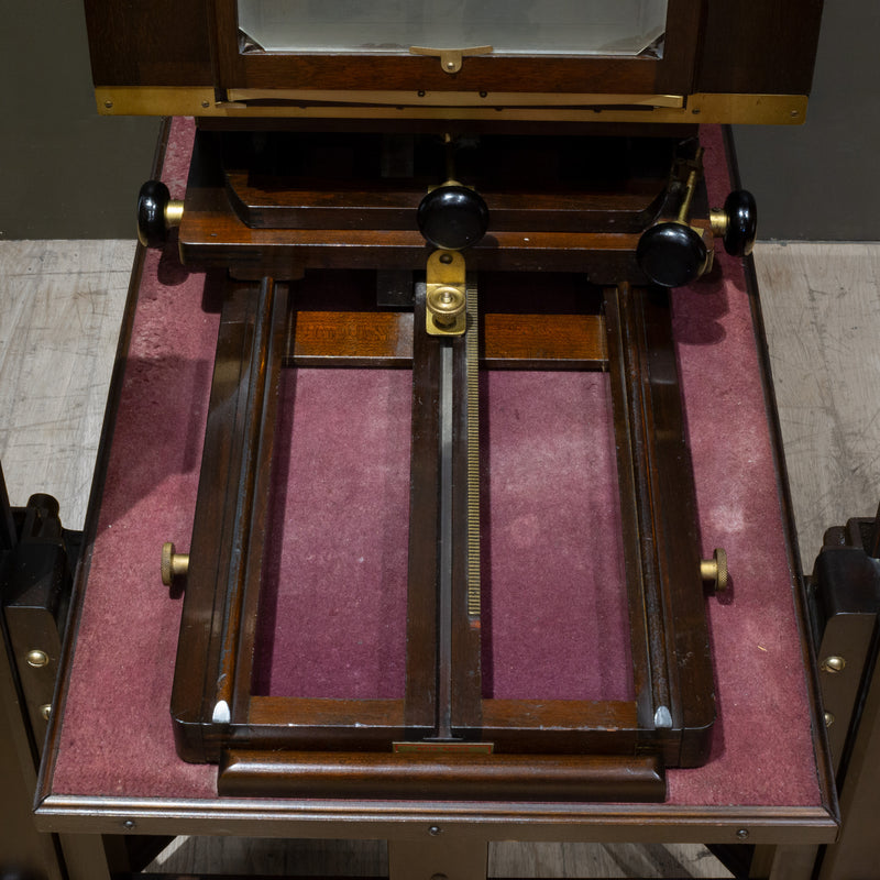 Large Format Mahogany Studio Camera on Adjustable Stand c.1890-1930