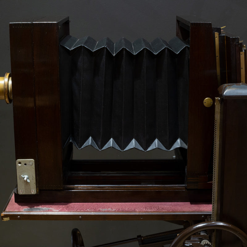 Large Format Mahogany Studio Camera on Adjustable Stand c.1890-1930