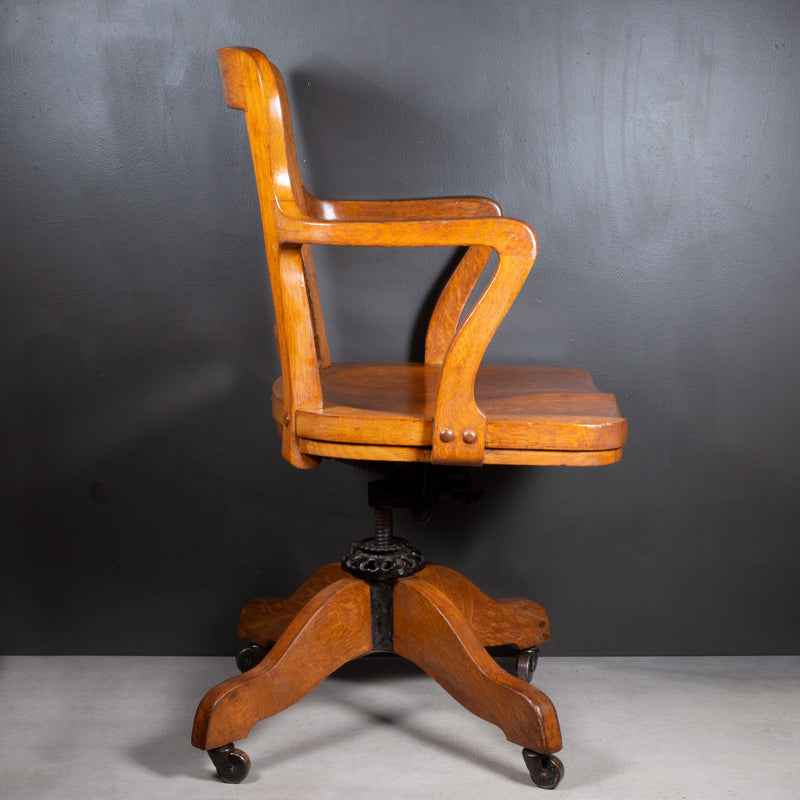 Antique Adjustable Milwaukee Chair Company Swivel Desk Chair c.1910