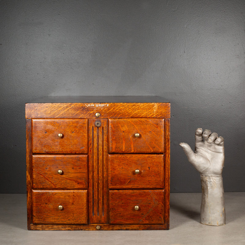 Shaw Walker Table Top Oak File Cabinet c.1940