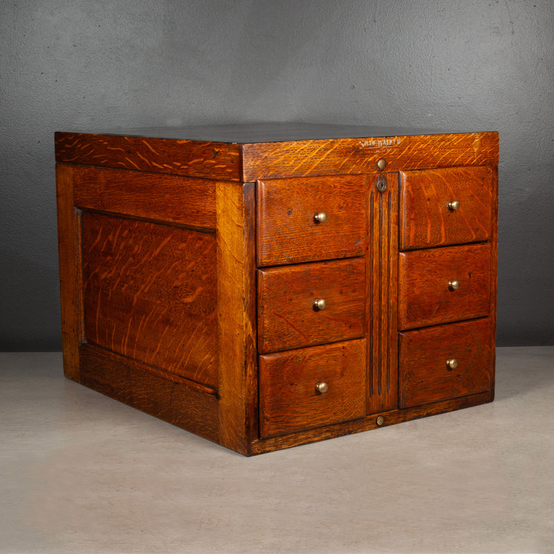 Shaw Walker Table Top Oak File Cabinet c.1940