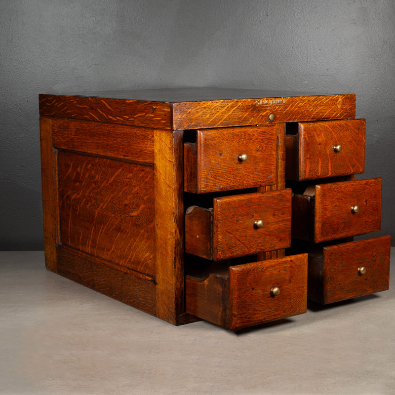 Shaw Walker Table Top Oak File Cabinet c.1940