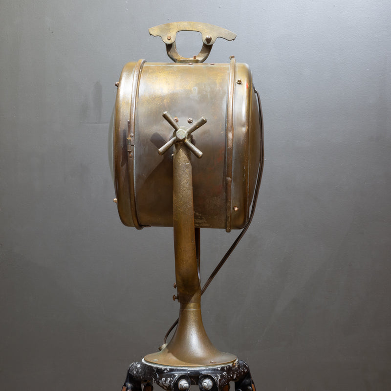 Antique Nautical Bronze Spotlight on Adjustable Tripod c.1920-1940