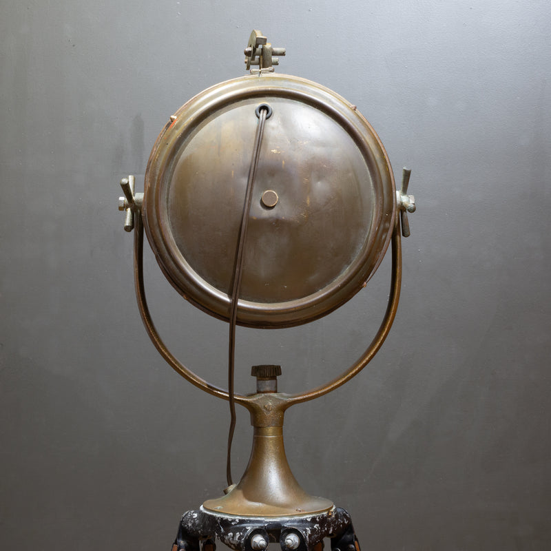 Antique Nautical Bronze Spotlight on Adjustable Tripod c.1920-1940