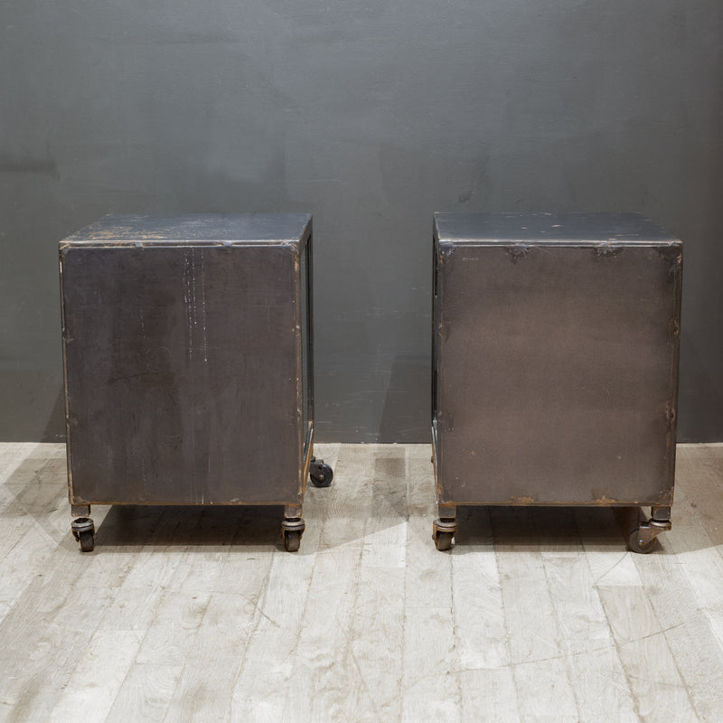 Steel and Glass Apothecary Side Tables-Pair