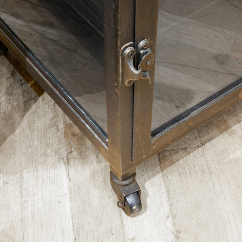 Steel and Glass Apothecary Side Tables-Pair