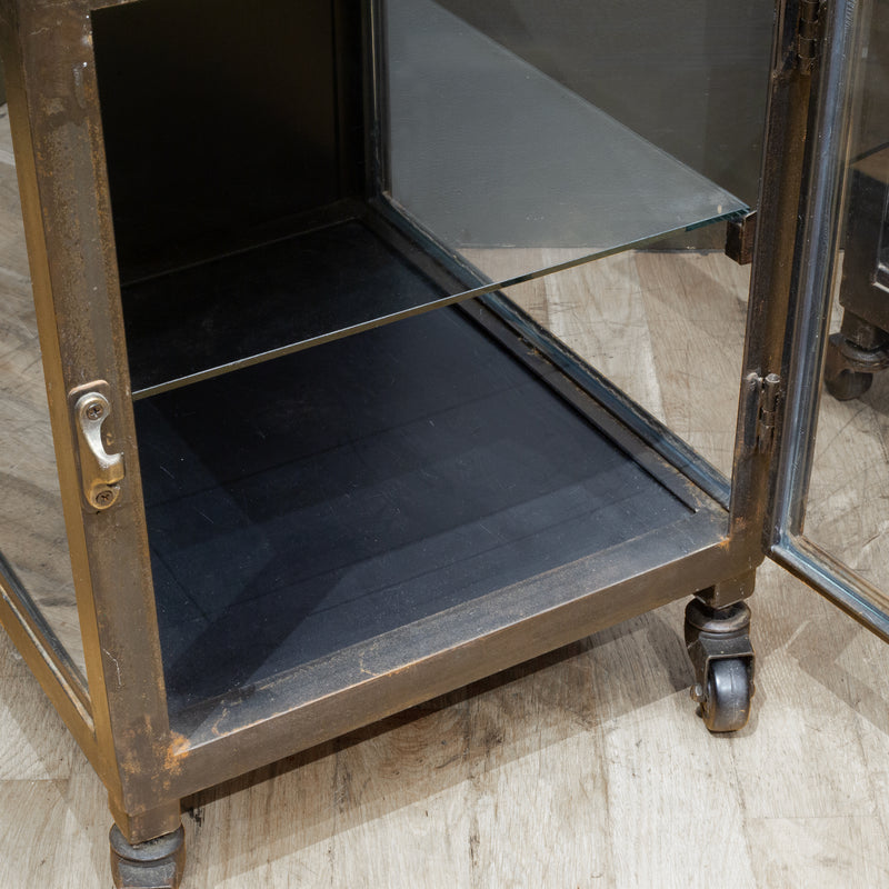 Steel and Glass Apothecary Side Tables-Pair