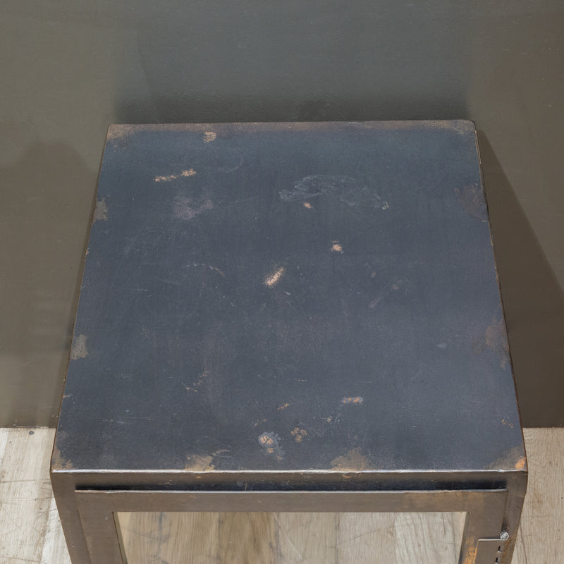 Steel and Glass Apothecary Side Tables-Pair
