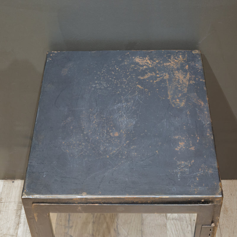 Steel and Glass Apothecary Side Tables-Pair