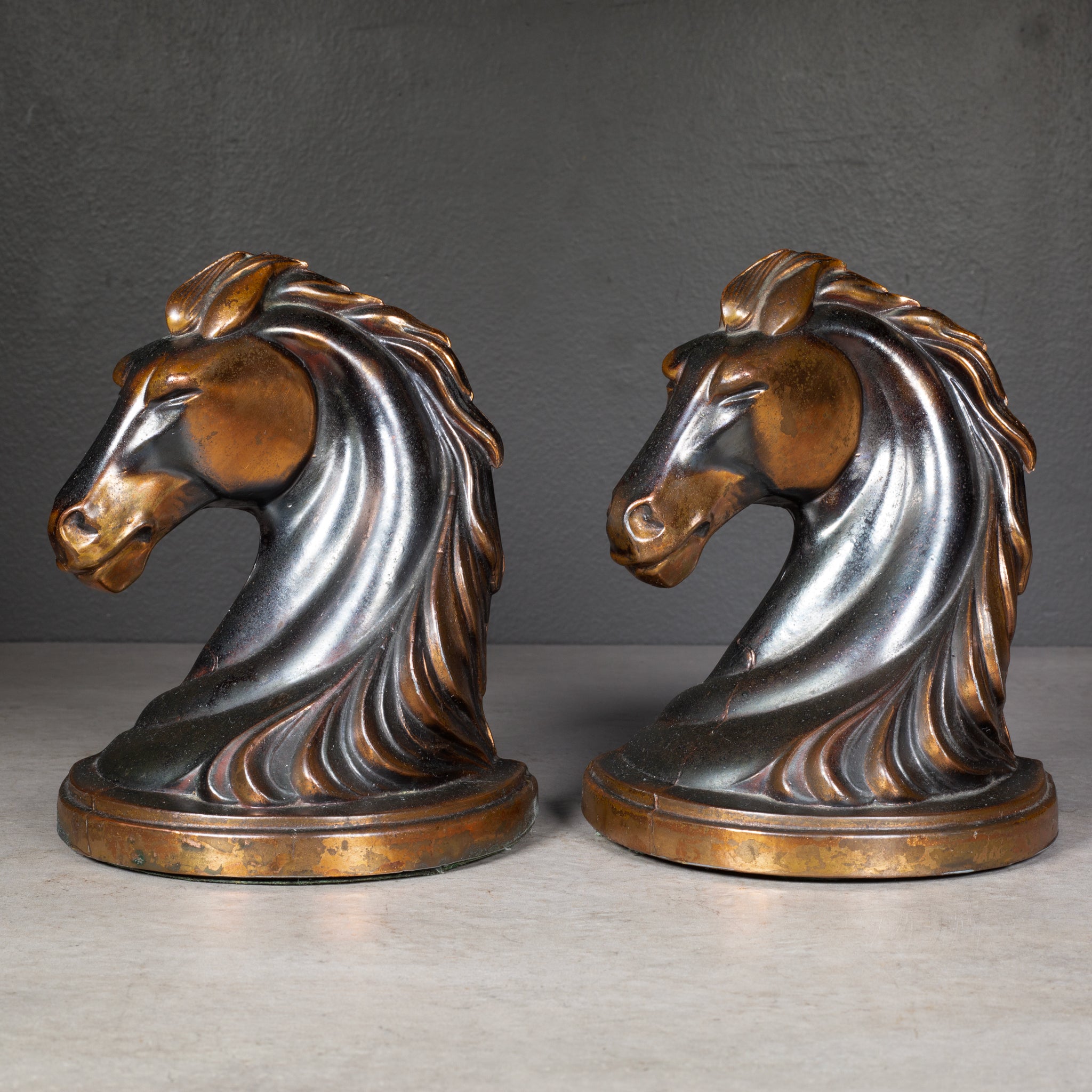 Art Deco Bronze Plated Horse Head Bookends c.1930 | S16 Home