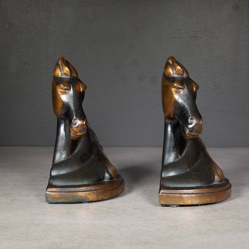 Art Deco Bronze Plated Horse Head Bookends c.1930 | S16 Home