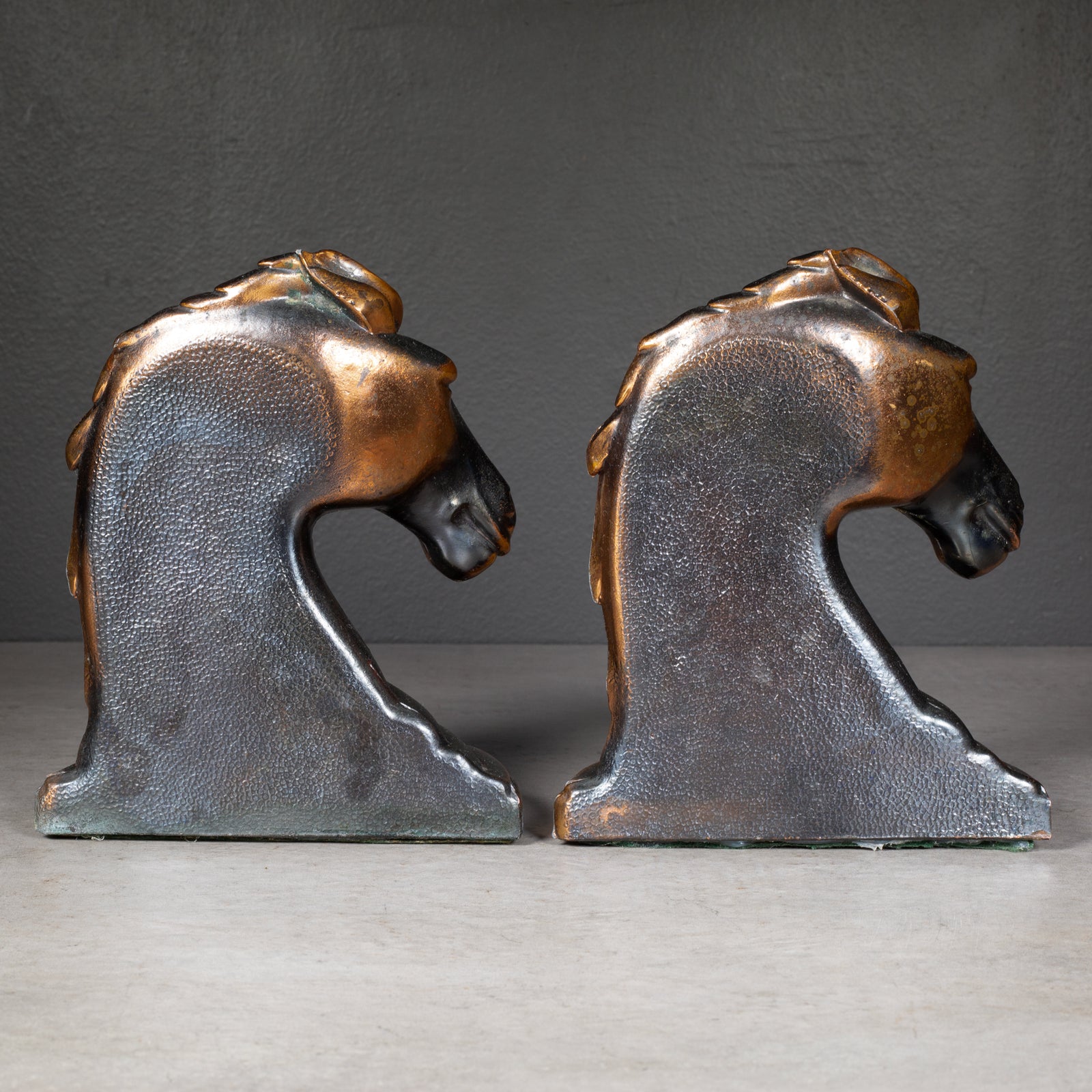 Art Deco Bronze Plated Horse Head Bookends c.1930 | S16 Home