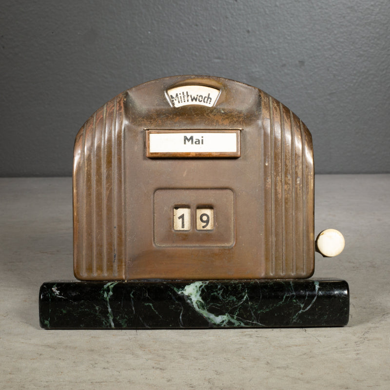 Art Deco Copper  German Perpetual Desk Calendar c.1930