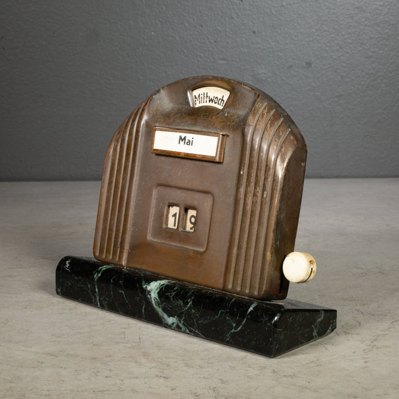 Art Deco Copper  German Perpetual Desk Calendar c.1930