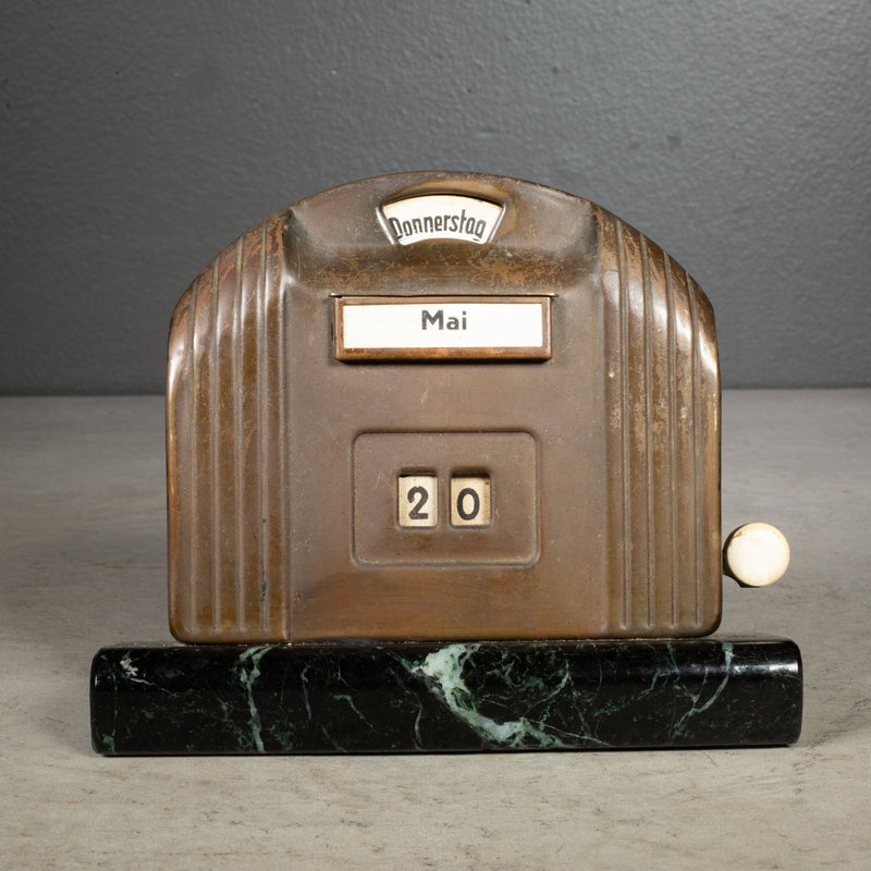 Art Deco Copper  German Perpetual Desk Calendar c.1930