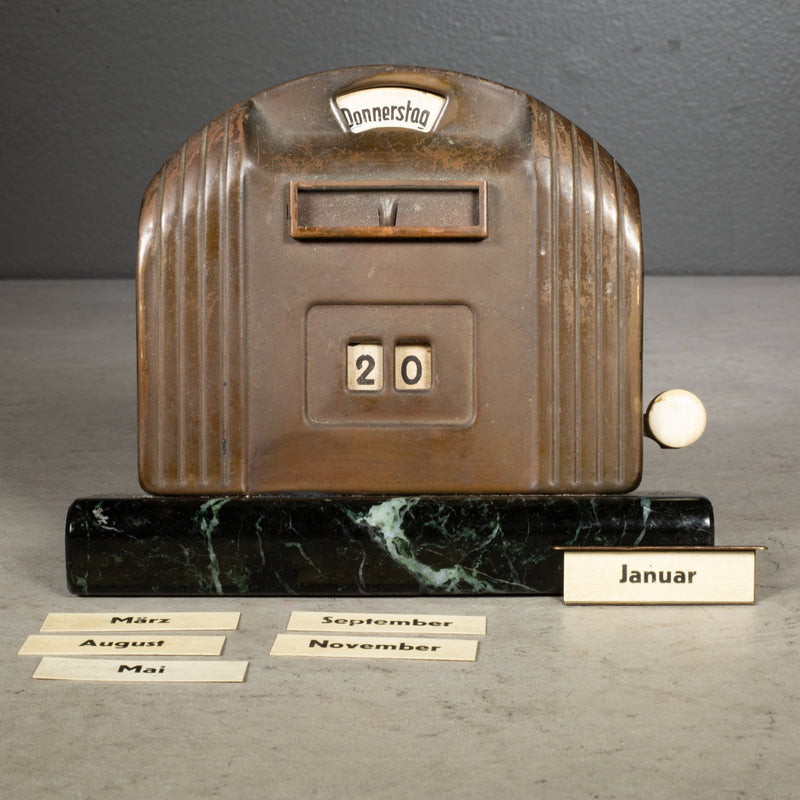 Art Deco Copper  German Perpetual Desk Calendar c.1930