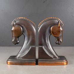 Bronze and Copper Plated Art Deco Trojan Horse Bookends by Trophy Craft. c.1930