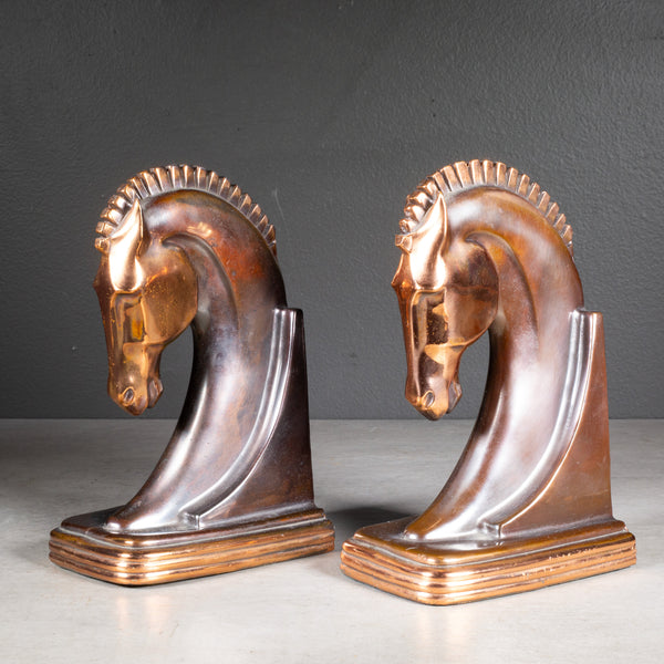 Machine Age Trojan Horse Bookends by Dodge Inc. c.1930