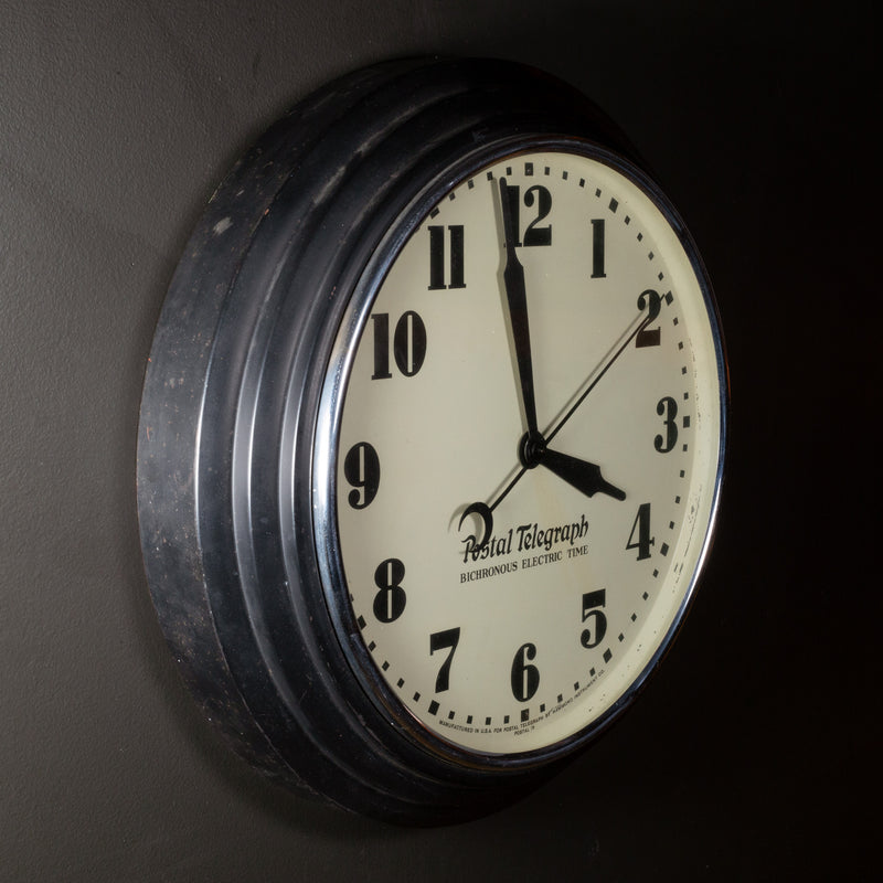 Art Deco Black Postal Telegraph Clock c.1930