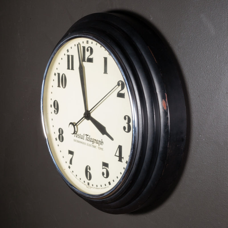 Art Deco Black Postal Telegraph Clock c.1930