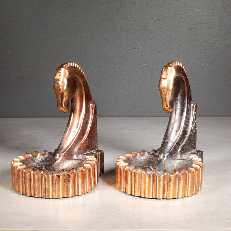 Bronze and Copper Plated Trojan Horse Bookends/Pipe Rests c.1930